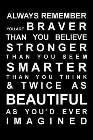 Motivational block text image, brave, strong, smart